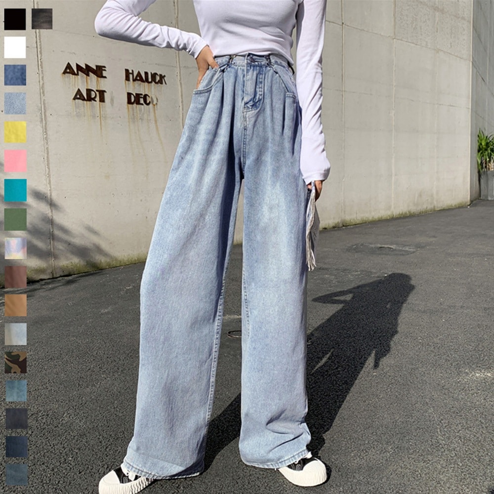 国内即納 ハイウエスト デニム ワイドパンツ 韓国 83YATONG-042 5,130円