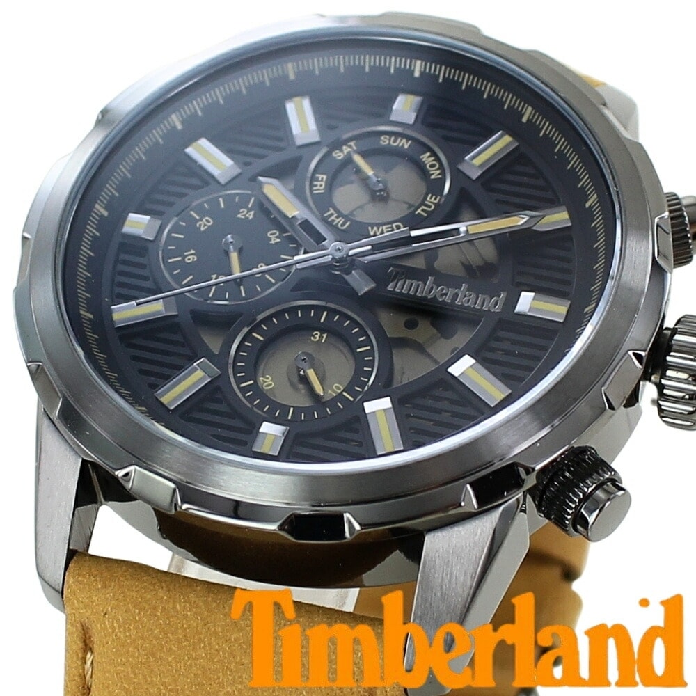 正規品 ティンバーランド 腕時計 メンズ 父の日 多機能 本革ベルト ブラウン タキメーター Timberland 時計 エコ素材バッグ付き ブランドウォッチ おしゃれ カジュアル プレゼント ギフト