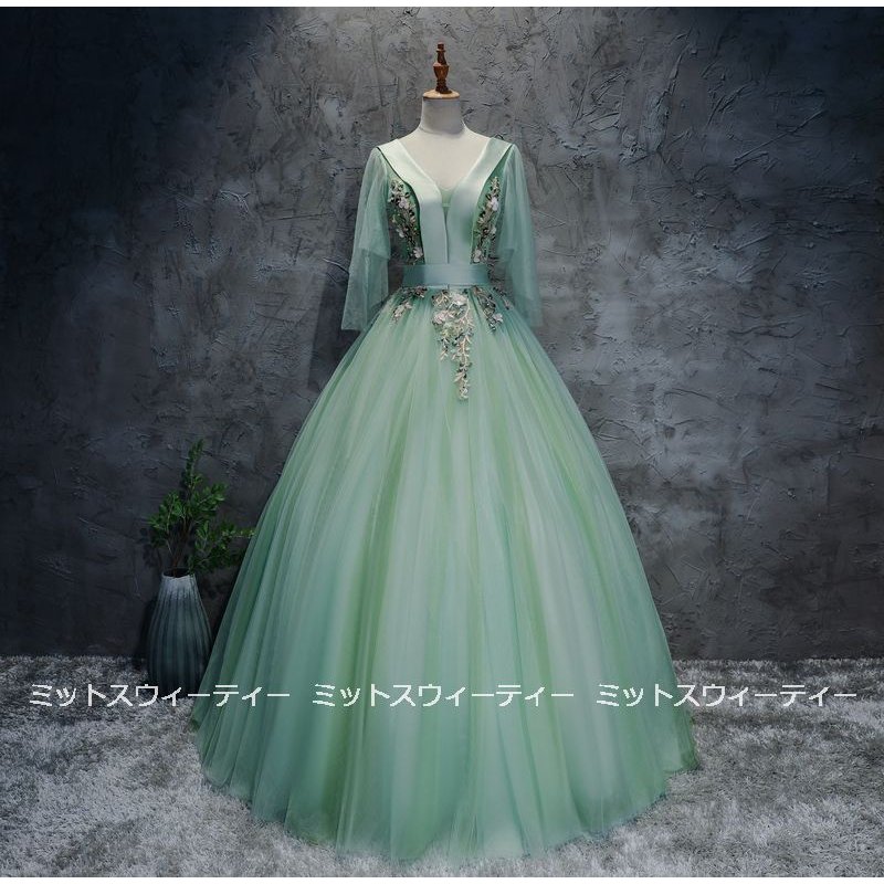 ウエディングドレス カラードレス ロング グリーン 結婚式 ロングドレス 演奏会 コンサート 二次会 14,820円