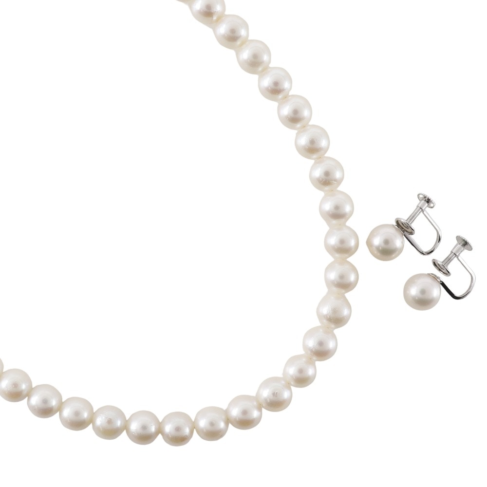 真珠 イヤリングセット ネックレス 6.5～7.0ｍｍ パール K14ホワイトゴールド シルバー 約30.2g レディース 中古品 Aランク