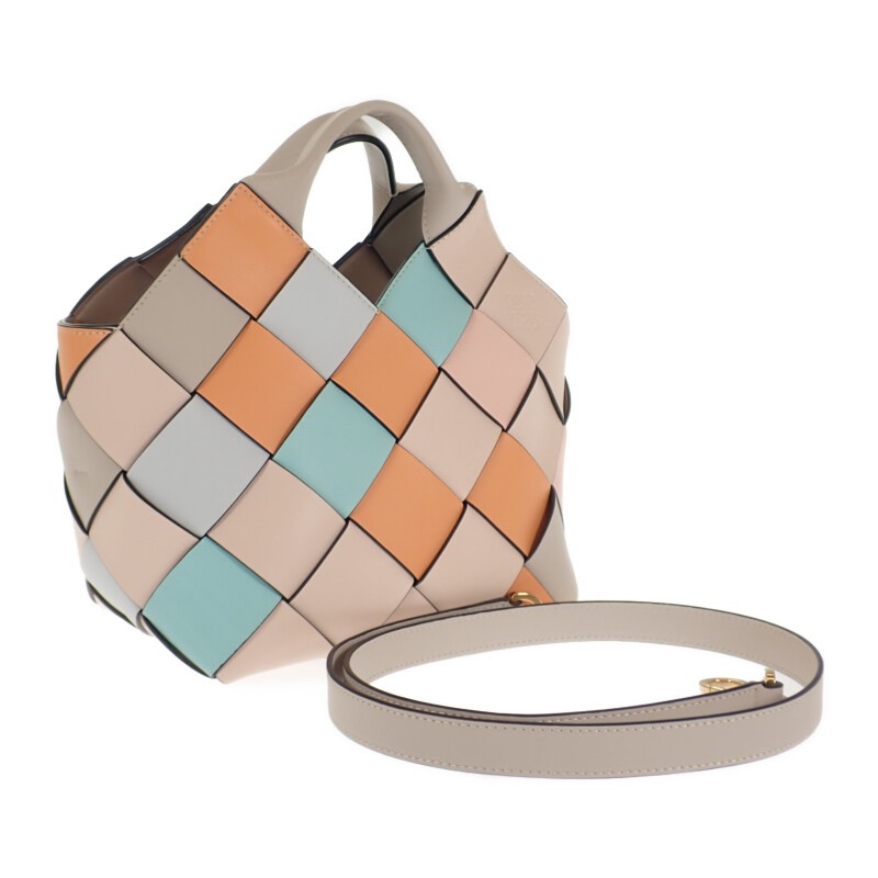 ウーブン バスケット A521T32X22 2WAYバッグ ショルダーバッグ カーフ マルチカラー レディース 美品【Aランク】