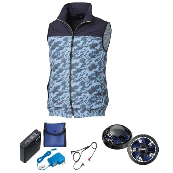 KU92020空調服 ポリ カジュアルベストFAN2400SPBB/LISUPER1 紺x紺カモ4L