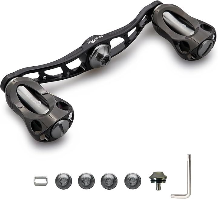 リール ハンドル 22mm ノブ搭載 シマノ SHIMANO ダイワ DAIWA アブ Abu 通用 ベイトリール Fan Series 867(ブラック＆ガンメタル, 90mm)