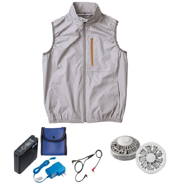 KU92140 空調服 ポリ製 遮熱 立襟 ベスト FAN2200G/LISUPER1 シルバー4L