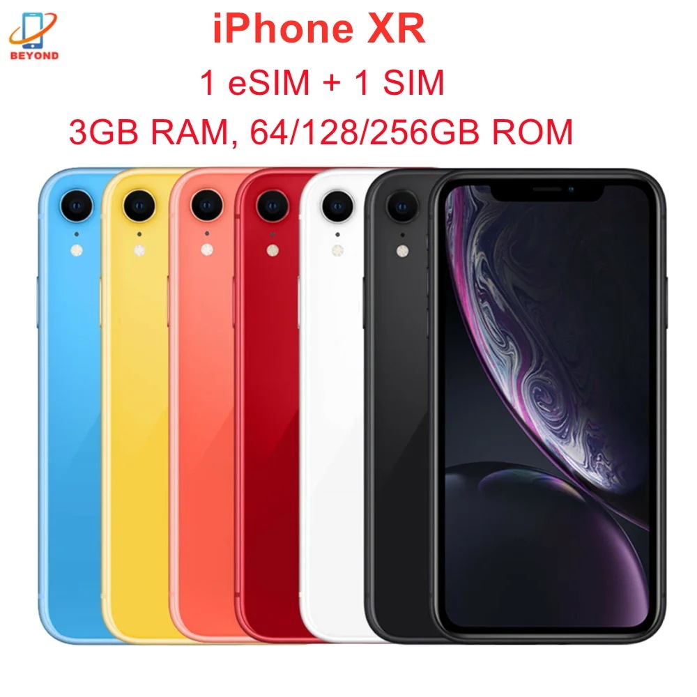 Apple-純正のiPhone xr,6.1インチのシリコンLCD, 3GB RAM, 64GB, 128GB, 256GBのROM,a12 Bionic, 4g lte,ヘキサコアプロセッサ,iO