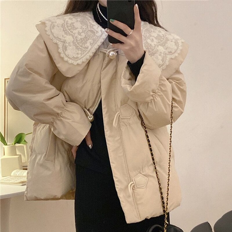 ジャケット春トレンチコート人気ボアアウター レース ドールネック 設計 綿服 アウター レディース 秋冬 ゆったり コットンコート 福袋