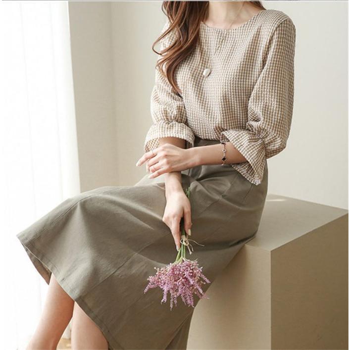 シャツブラウス レディース シャツ ブラウス 長袖 トップス 春夏 フリル袖 カジュアル チェック柄 通勤 オフィス 夏 ギャザー 大きいサイズ 韓国風 着痩せ