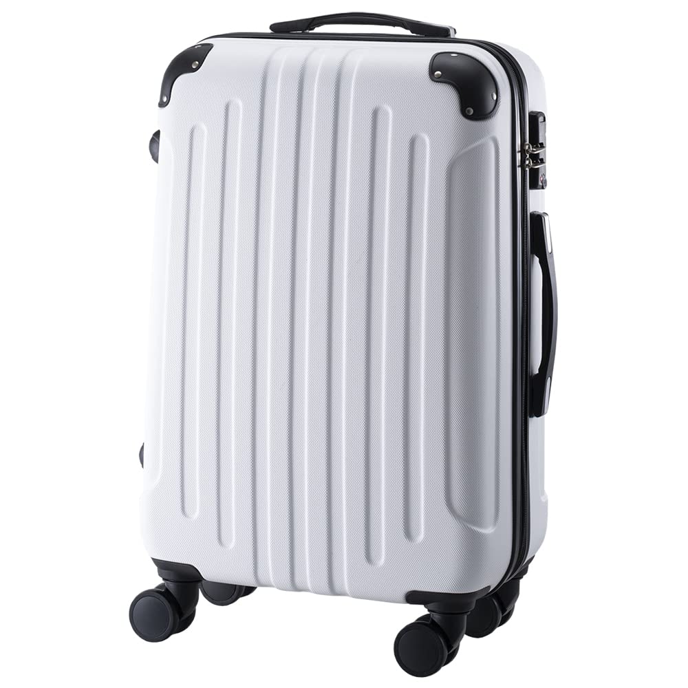 [アイリスプラザ] スーツケース 機内持ち込み Mサイズ 軽量 旅行 ビジネス 出張 大容量 ファスナー式 ホワイト [並行輸入品]