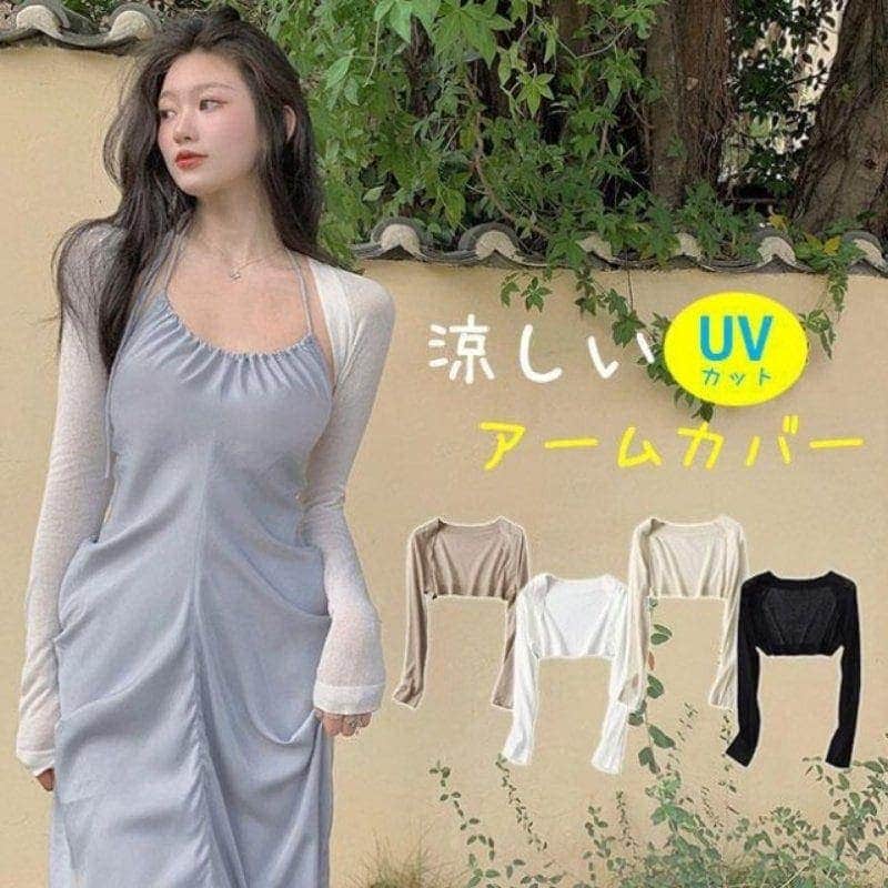 人気 【メガ割 】冷感アームカバー レディース ボレロ UVカット 紫外線対策 日焼け止め 可愛い サマーニット さらさら 涼しい ボレロカバー 薄手 無地