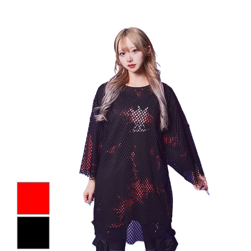 ハートグラフィックプリント メッシュレイヤードTEE ユニセックス 724405