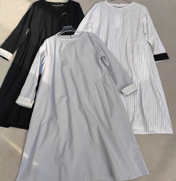 レディース ワンピース 7分袖 長袖 薄手 かわいい 大人可愛い きれいめ シンプル カジュアル 上品 おしゃれ かっこいい レトロ アジアン エスニック こなれ感 ラフ ガーリー ルーズ 個性的