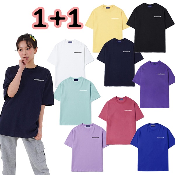 [muahmuah]1+1限定数量 vivid logo half t-shirt(9color)