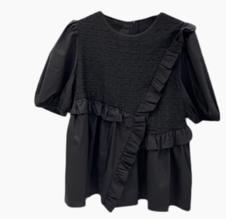 フリル半袖トップス トップス ロング丈 袖あり 綿 フリル 爽やか 大人スタイル 大人可愛い きれいめ シンプル カジュアル 大人 上品 おしゃれ かっこいい レトロ アジアン 大人可愛い 大人女子