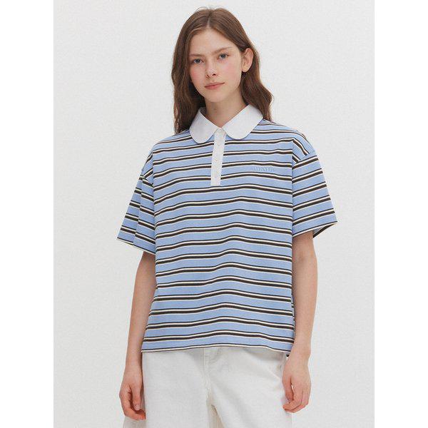 ストライプ ラグビーカラー 半袖Tシャツ(MAGBTS38MSB)