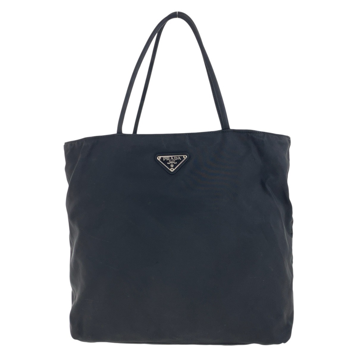 美品 テスート 三角ロゴプレート ブラック 黒 シルバー金具 ナイロン トートバッグ ハンドバッグ レディース 504022