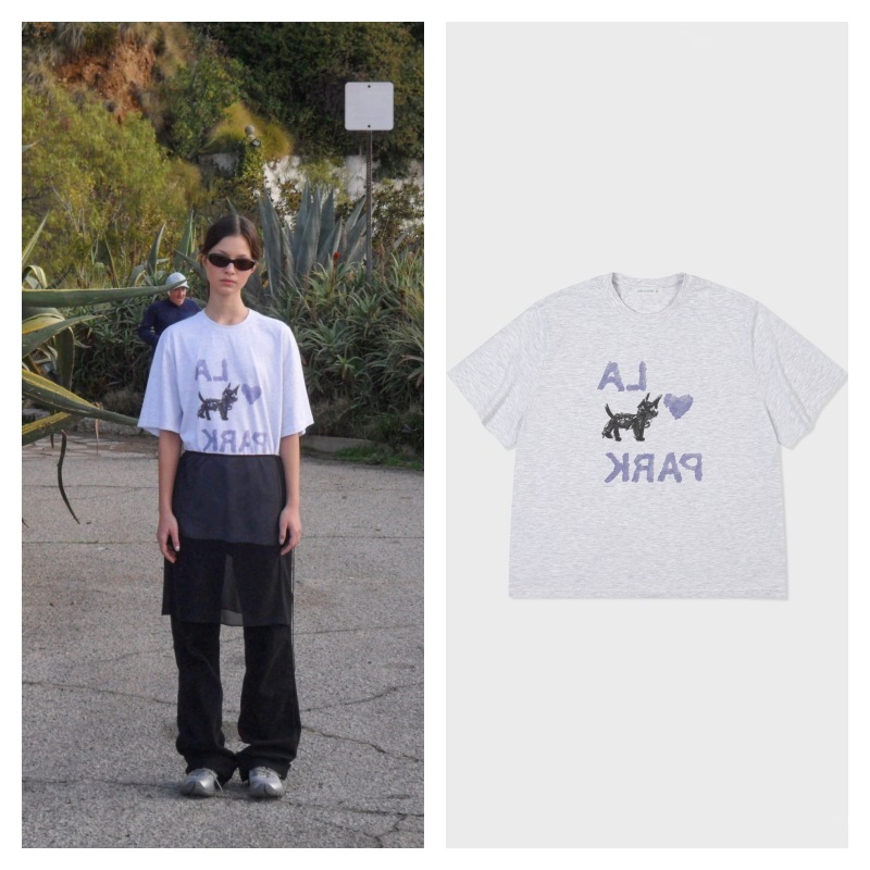 【LOW CLASSIC】 LOVE PARK T-SHIRT : LIGHT MELANGE GREY