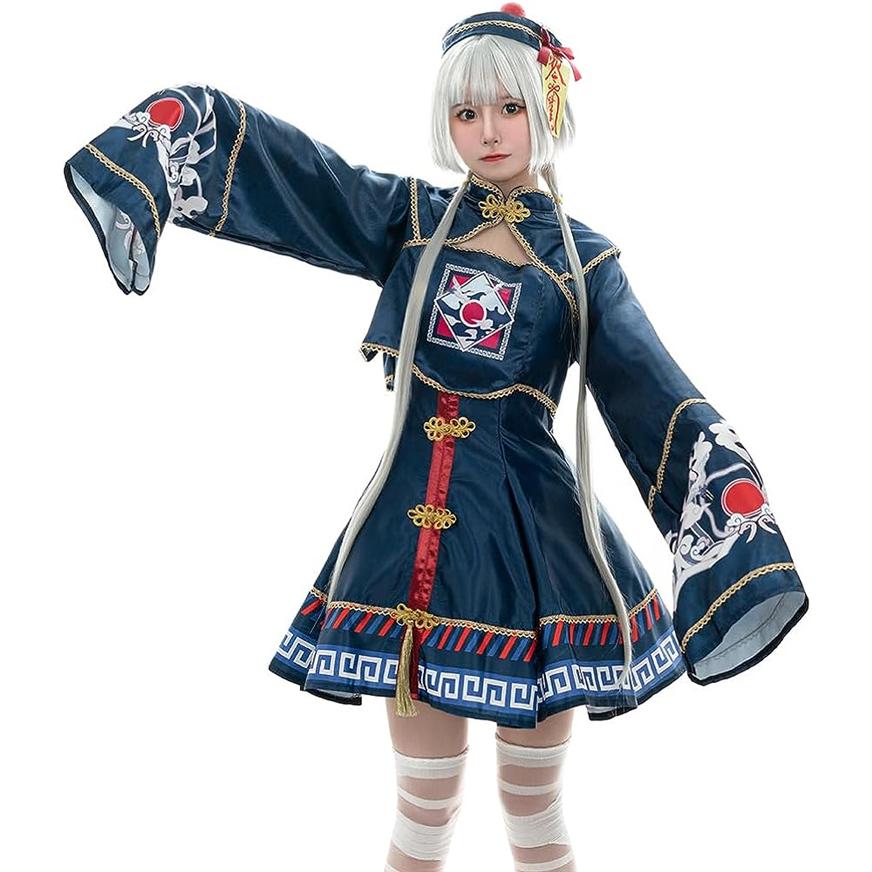 キョンシーゾンビコスプレゾンビ三点セットハロウィンお揃い大人仮レディースワンピース長袖人気お札お化け帽子面白い中国チャイナ風