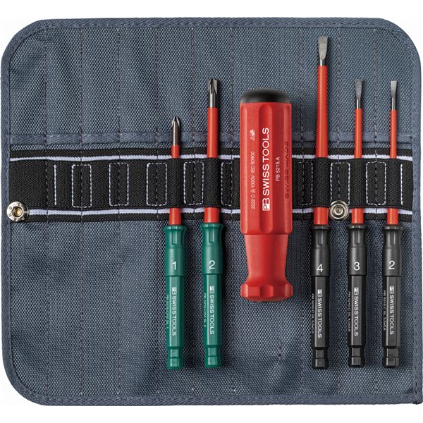 PB SWISS TOOLS ピービースイスツールズ 6点組 5215絶縁ドライバーブレードシリーズ 絶縁ドライバーブレードセット（マイナス/ポジマイナス） ロールケース付 5217.SU