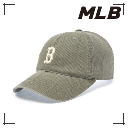 MLB公式正規品 キャップ Basic Washing Unstruck Ball Cap BOS (Ptn. Khaki)