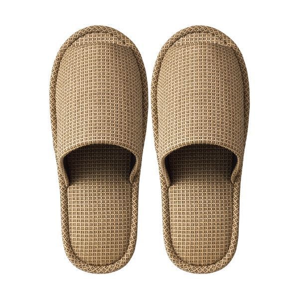 （まとめ） TANOSEE 外縫いスリッパ ラドクリフ ベージュ 1足 [x5セット]