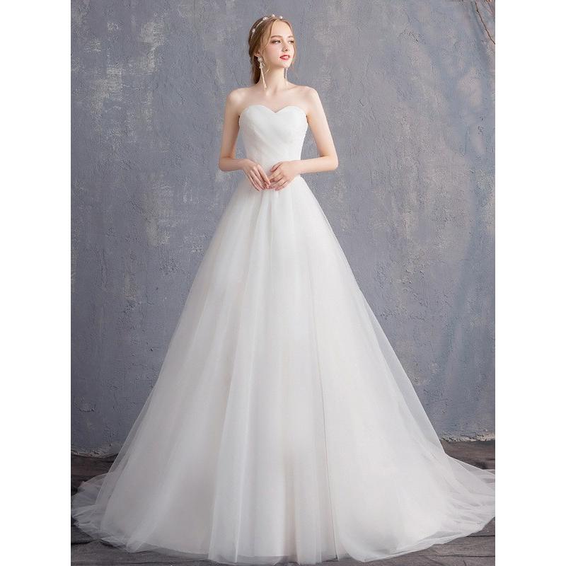 ウェディングドレス白 パーティードレス ビスチェタイプ 花嫁ロングドレス 簡約 結婚式 二次会 エレガント お呼ばれ 挙式 姫系-798