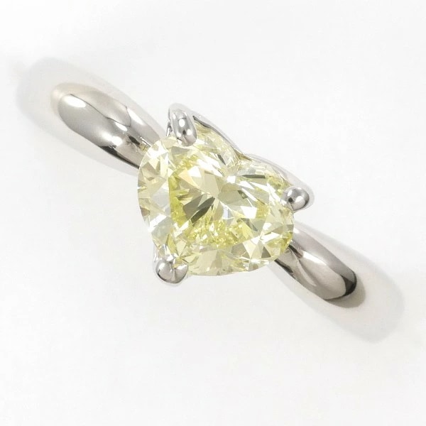 PT900 プラチナ リング 7.5号 イエローダイヤ 1.020 SI2 鑑定書 中古