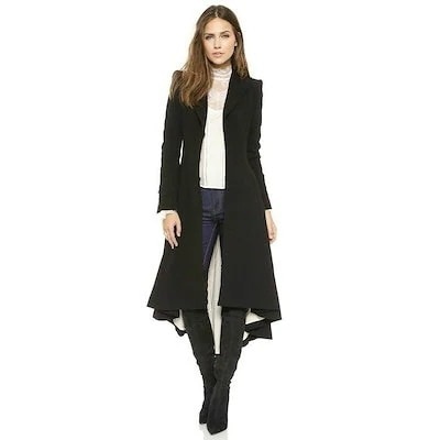 ウィンターコート レディース アウター トレンチコート ダブテール マキシロング丈 スリムフィット