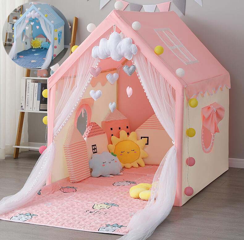 キッズテント 男の子 女の子 可愛い プレイテント 子供テント 秘密基地 お城 テントハウス お姫様 睡眠テント プリンセスの城型 ゲームハウス 木製 フロアマット付き プレイハウス ベビーテント 赤