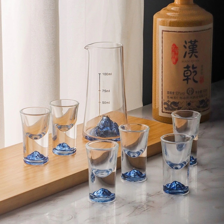 関山ワインディスペンサー酒ギフトボックスセット家庭用クリスタルガラスアイスブルー酒