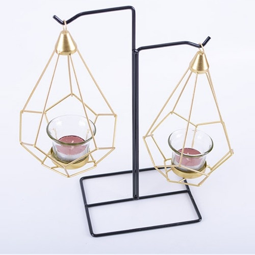 鉄製スタンドキャンドルホルダーキャンドルハンガー2球香草ハンガーインテリア小物カフェ