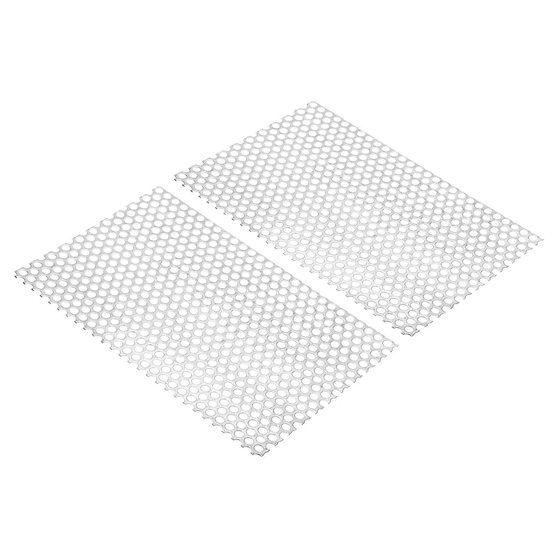PATIKIL 300 x 200mm 304ステンレス鋼穿孔シート 穿孔ステンレス板 穿孔ボード 2枚 8mm穴径 19GA メッシュプレート 換気グリル用