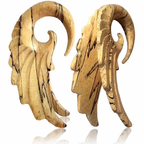 金属アレルギー対応 ボディピアス デビルウイングフック タマリンド材 4G 2G 0G 3D 立体 翼 羽 メンズ レディース 男性 女性 木製 削り出し ハンドメイド ct301xxxxxxxx