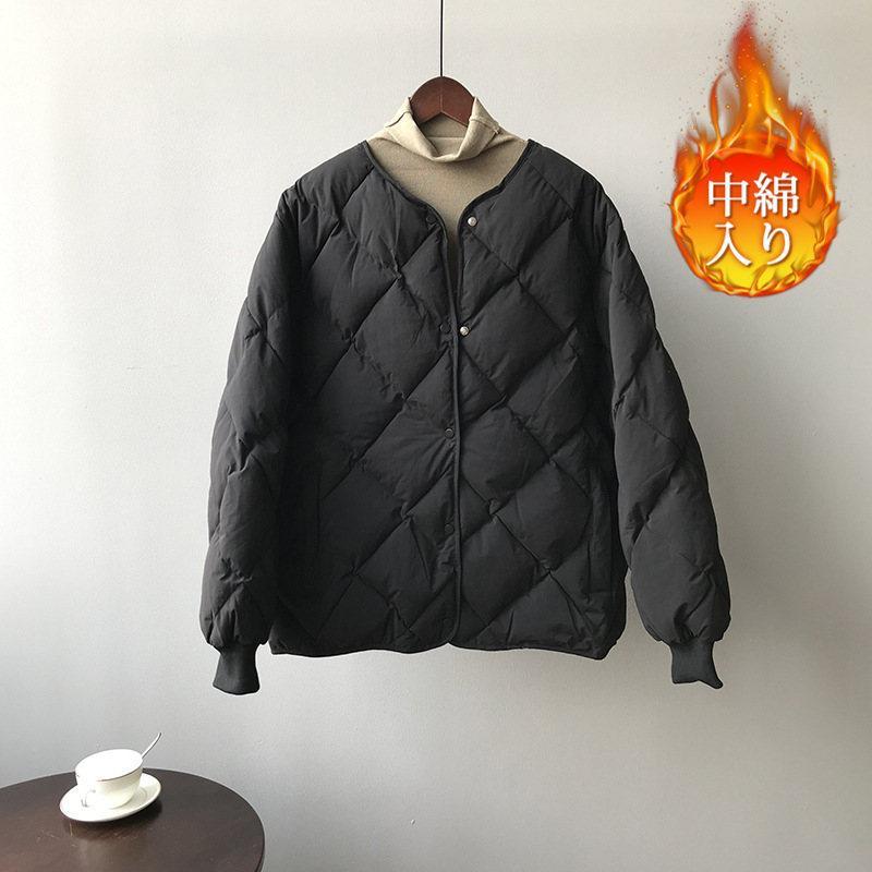 新入庫 キルティングジャケット ダウンコート レディース 秋 冬 中綿コート ノーカラー 暖かい 軽い オフィス アウター 防寒対策 保温 防風 通勤通学