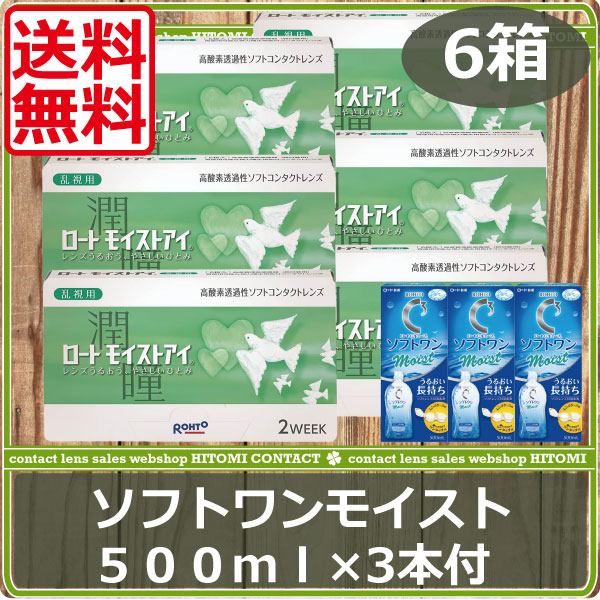 ロートモイストアイ乱視用　6箱　ソフトワンモイスト（500ml）　3本付き　2WEEK