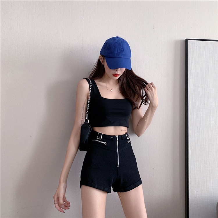 美しすぎます 早い者勝ち デニム ジッパー ハイウエスト ショートパンツ スリム ワイドレッグ ホットパンツ トレンド