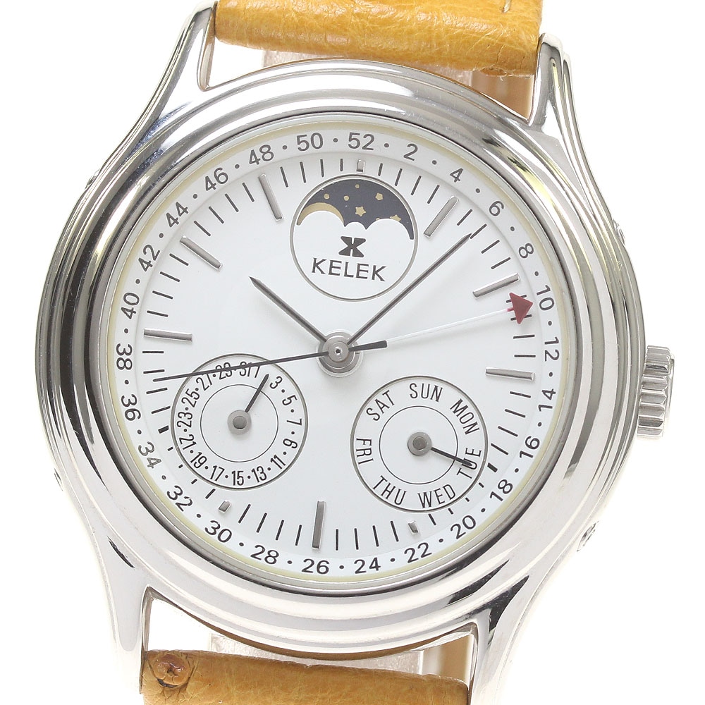 ケレック KELEK 9252-02A トリプルカレンダー ムーンフェイズ 自動巻き メンズ _827552【中古】