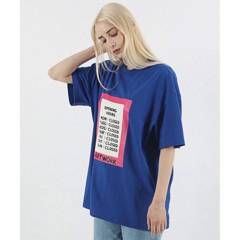 CPGN STUDIO [20カウント] オーバーフィットオープニングクローズショートスリーブTシャツブルー