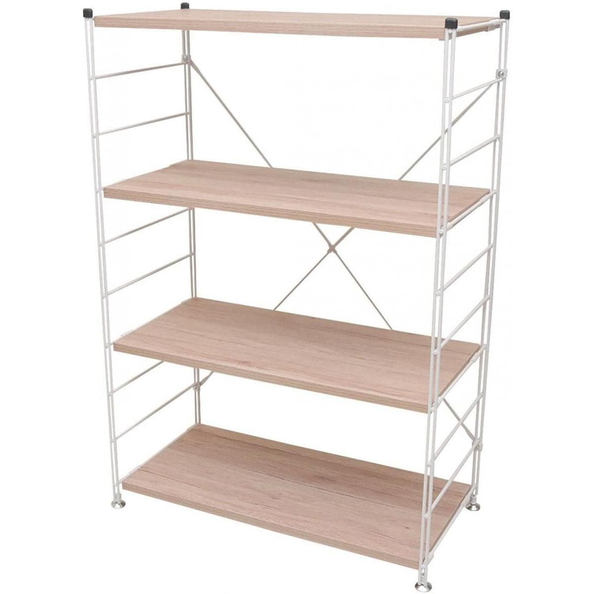 山善 ラック ウッドシェルフ オープンシェルフ 4段 幅85.5奥行41.5高さ123.5cm アンティークアイボリー 高さ調整 組立品 MWS-12844(AIV/SWH)