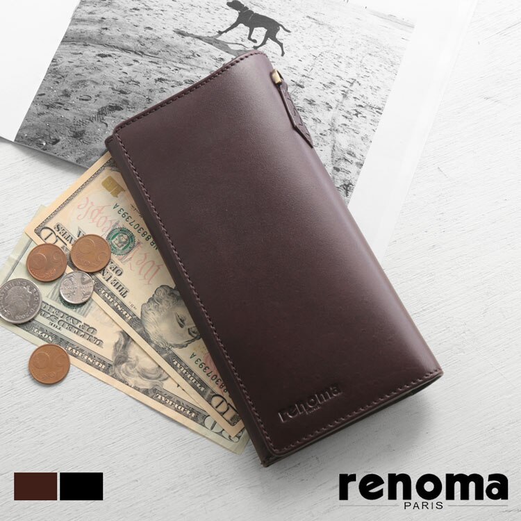 [renoma]牛革&ゴートレザーホック付き長財布