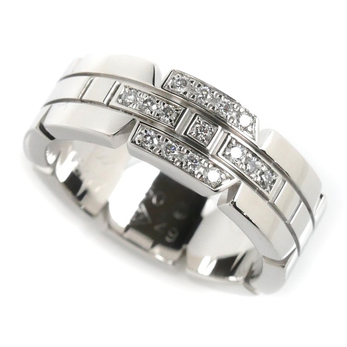 CARTIER カルティエ K18WG ホワイトゴールド タンクフランセーズ リング・指輪 ダイヤモンド 9号 49 8.5g レディース 中古 美品