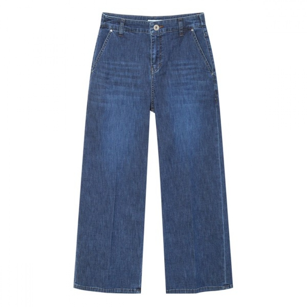 [ヘッジズレディース] 25SS エッセンシャルサマークロップドセミワイドバンディングデニムパンツブルー HSPA5BC81B2