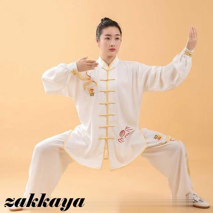 太極拳ウエア 上下セット 男女兼用 太極拳服 演出服 太極拳 長袖 チャイナ風 メンズ レディース カンフー カジュアル 刺繍 花柄 ボタニカル おしゃれ