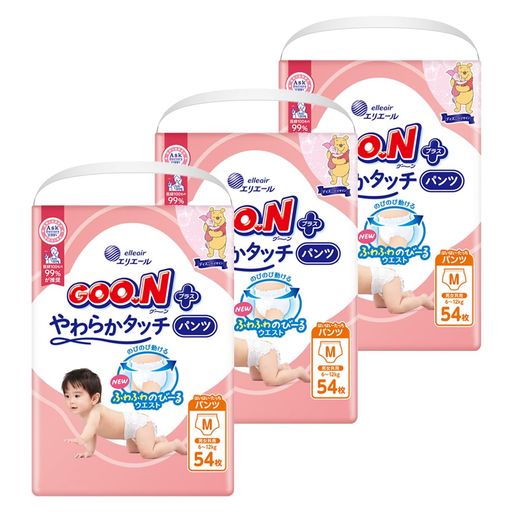 【パンツ Mサイズ】グーンプラス やわらかタッチ おむつ (6~12KG) 162枚(54枚×3) [ケース販売] 【AMAZON.CO.JP限定】 ディズニーデザイン