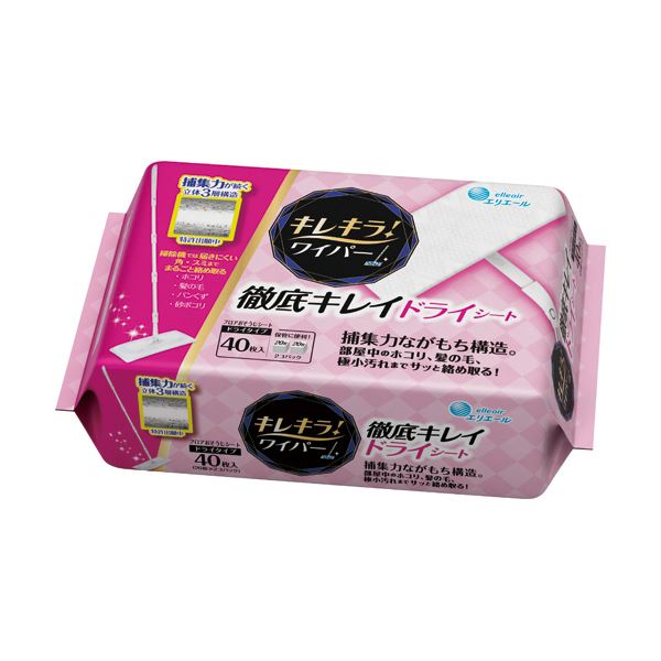 （まとめ）大王製紙 エリエール キレキラ！ワイパー徹底キレイ ドライシート （20枚2袋） 1パック 10セット