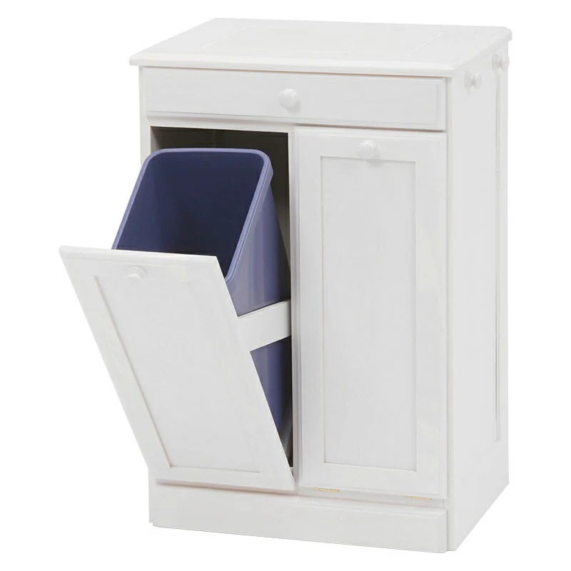 ダストボックス（ホワイトウォッシュ）　MUD-6720WSゴミ箱に見えないデザインと収納力天然木パイン材の温もりあふれるダストボックス15リットル2分別タイプ