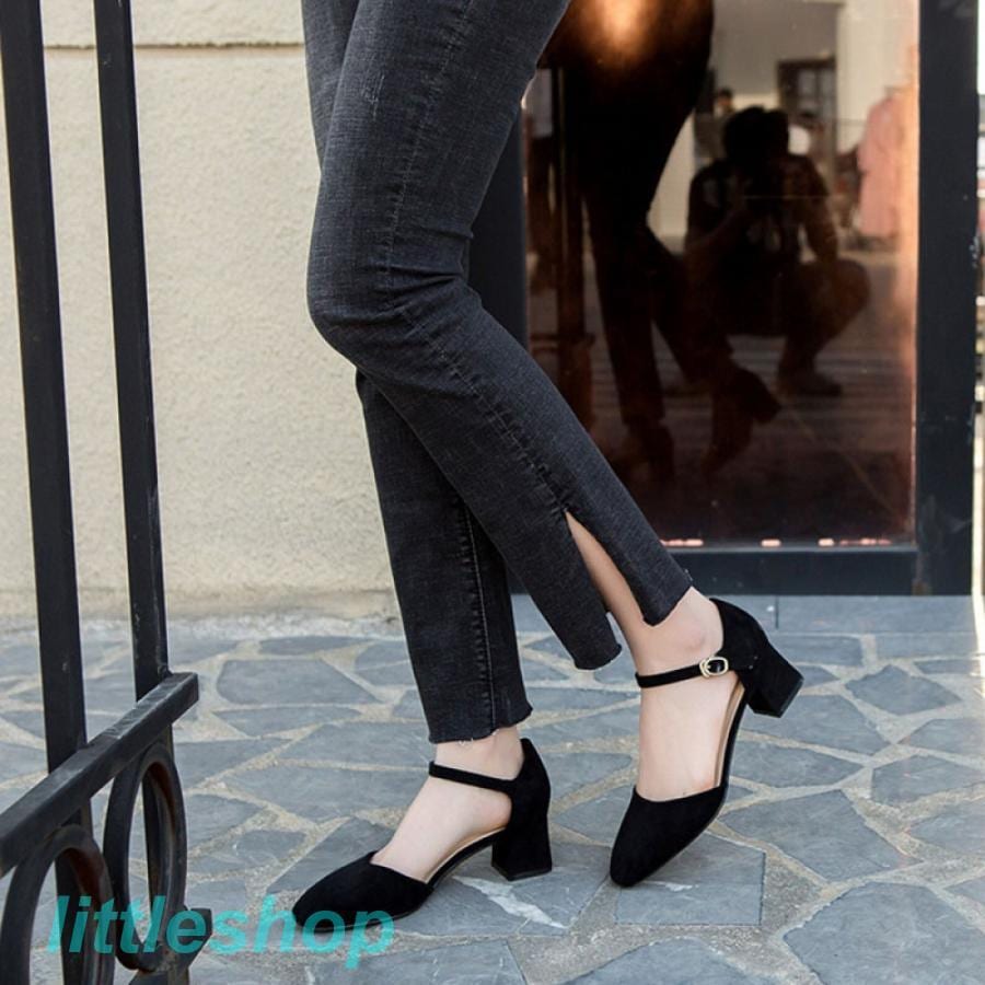 スタイルアップヒールパンプス パンプス ストラップ セパレートパンプス レディース パンプス 太ヒール アンクルストラップ スクエアトゥ パンプス チャンキーヒール ストラップパンプス orange