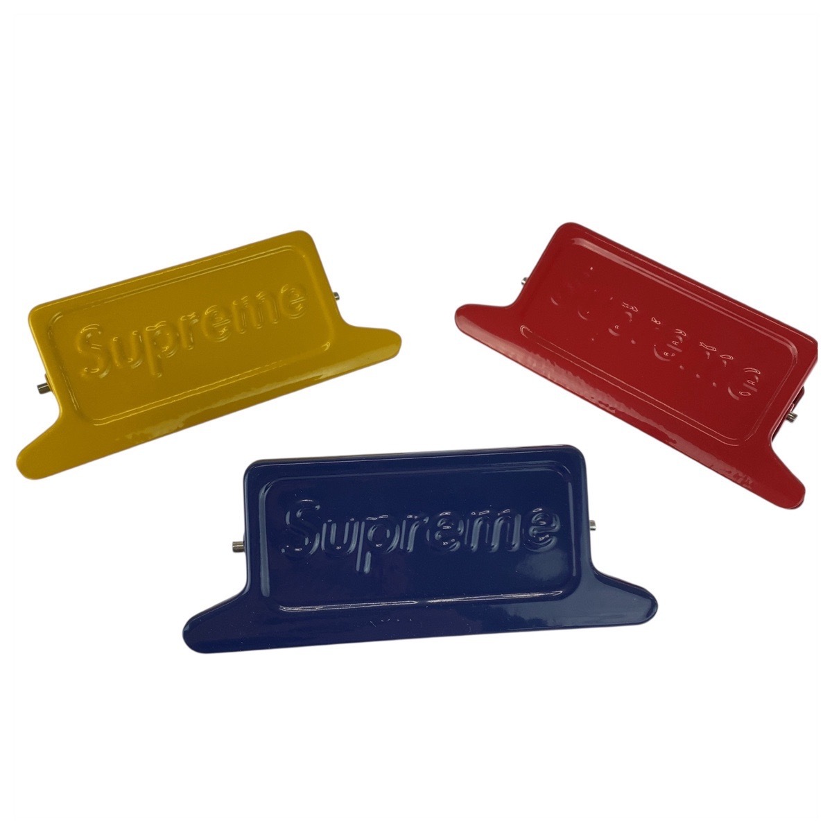 新品未使用 SUPREME×DULTON レッド ブルー イエロー メタル 雑貨 クリップ 3色セット メンズ 601831 新品