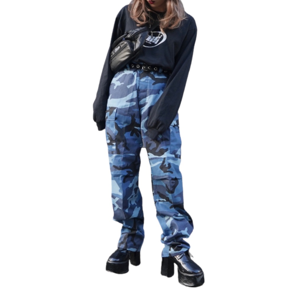 Camouflage Cargo Pants（blue） A.D.G レディース