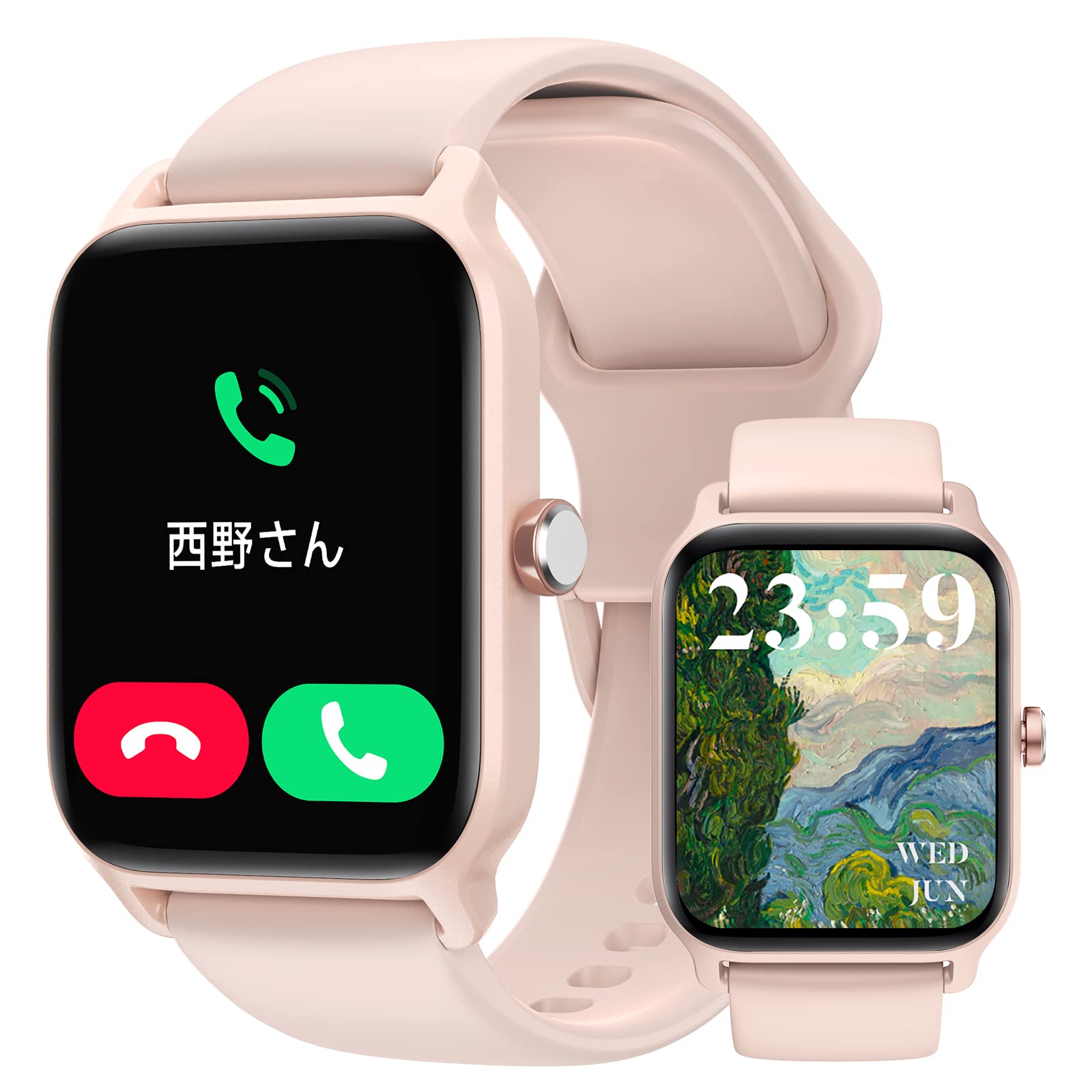 スマートウォッチ【通話機能付き＆Alexa音声】 酸素濃度 Bluetooth5.3 レディース 1.8インチ大画面 smart watch Line/Twitter/Eメール/着信＆メッセージ通知