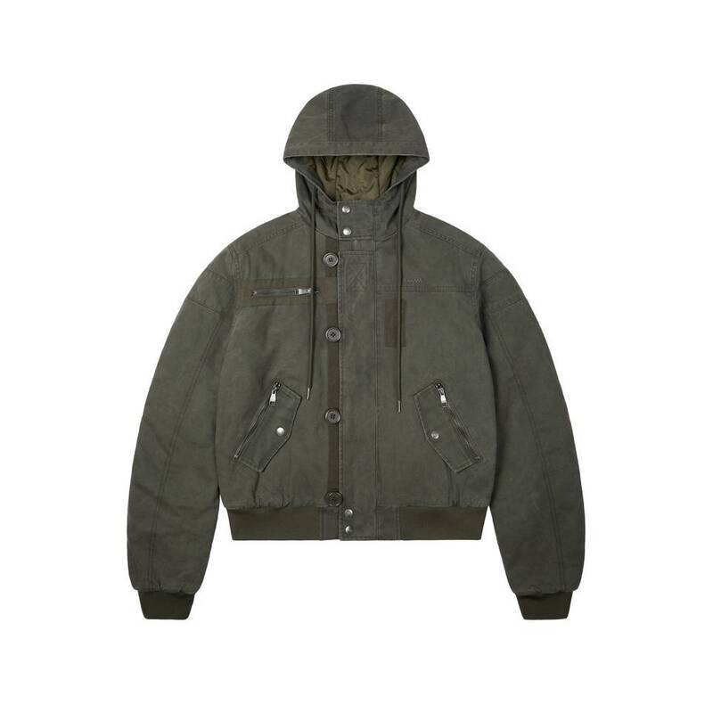 アカム AAKAM ボタン・プラケット コットン MA-1 ジャケット カーキ 550006
